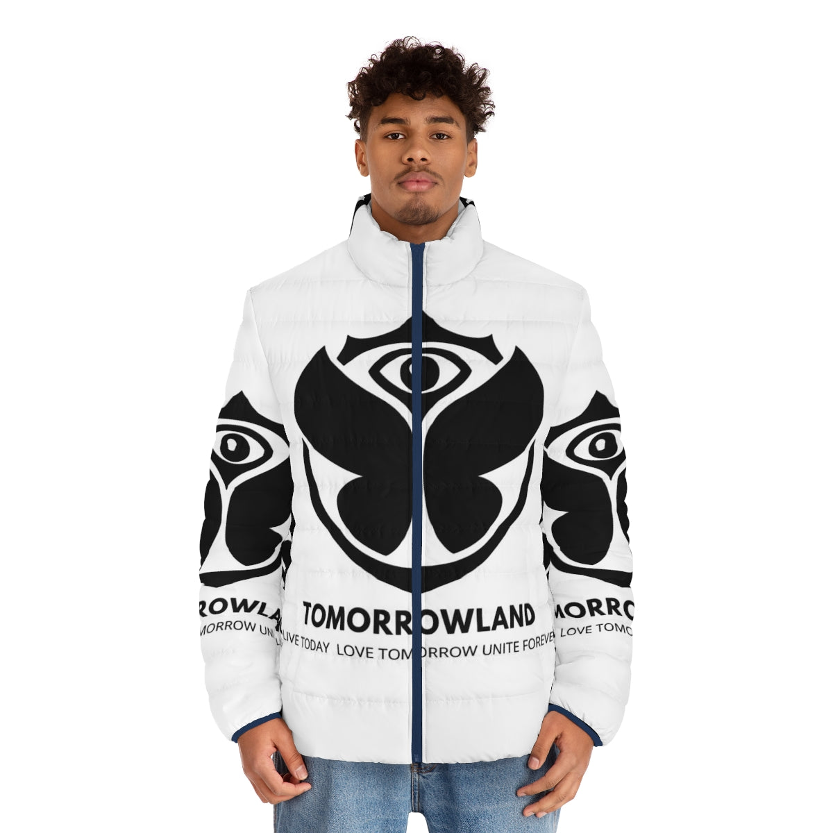 Tomorrowland Music Puffer Jacket with EDM Festival Inspired Design - men front