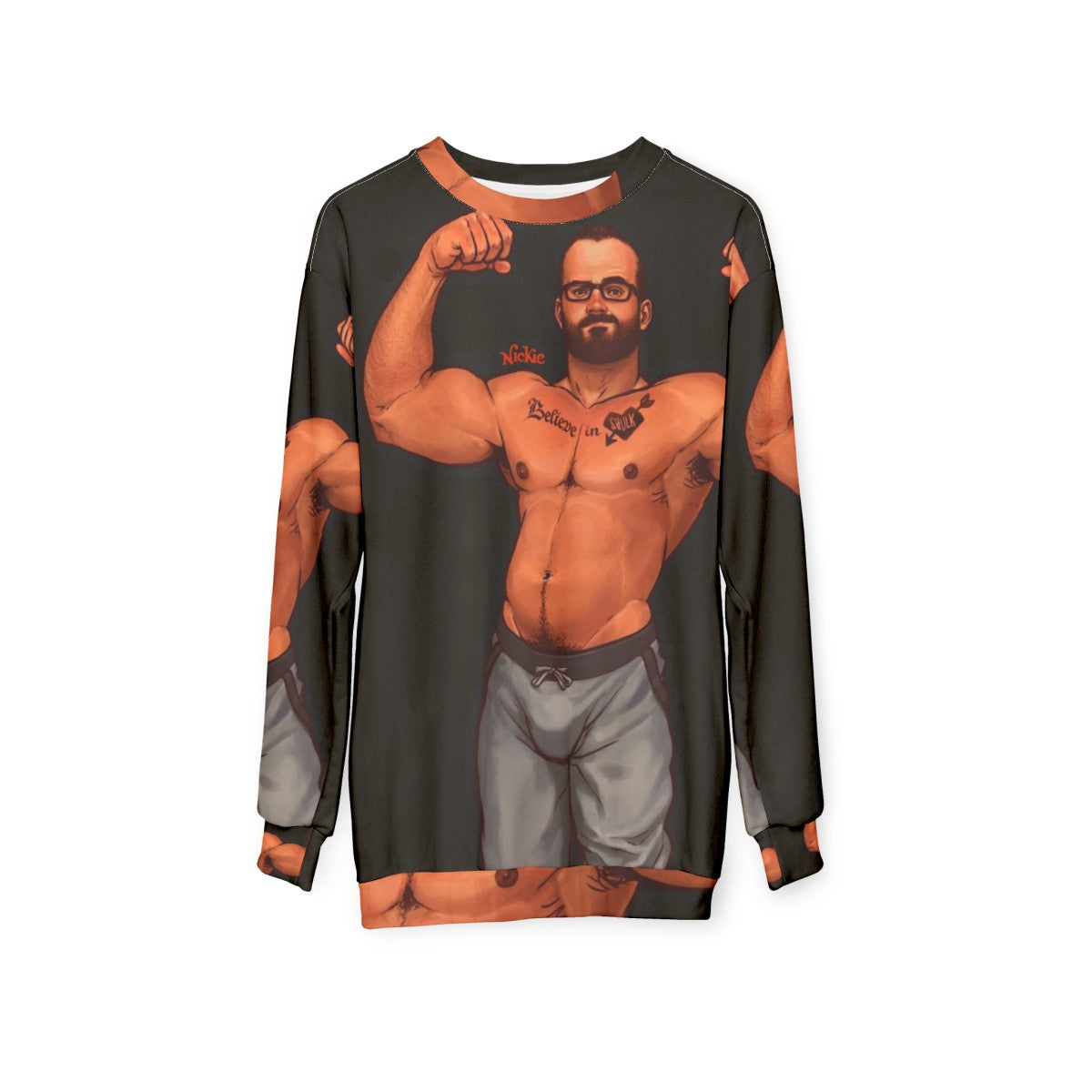 Heart Beats Sweatshirt featuring a nickiecharles bara gay lgbt male pinup design - hanging