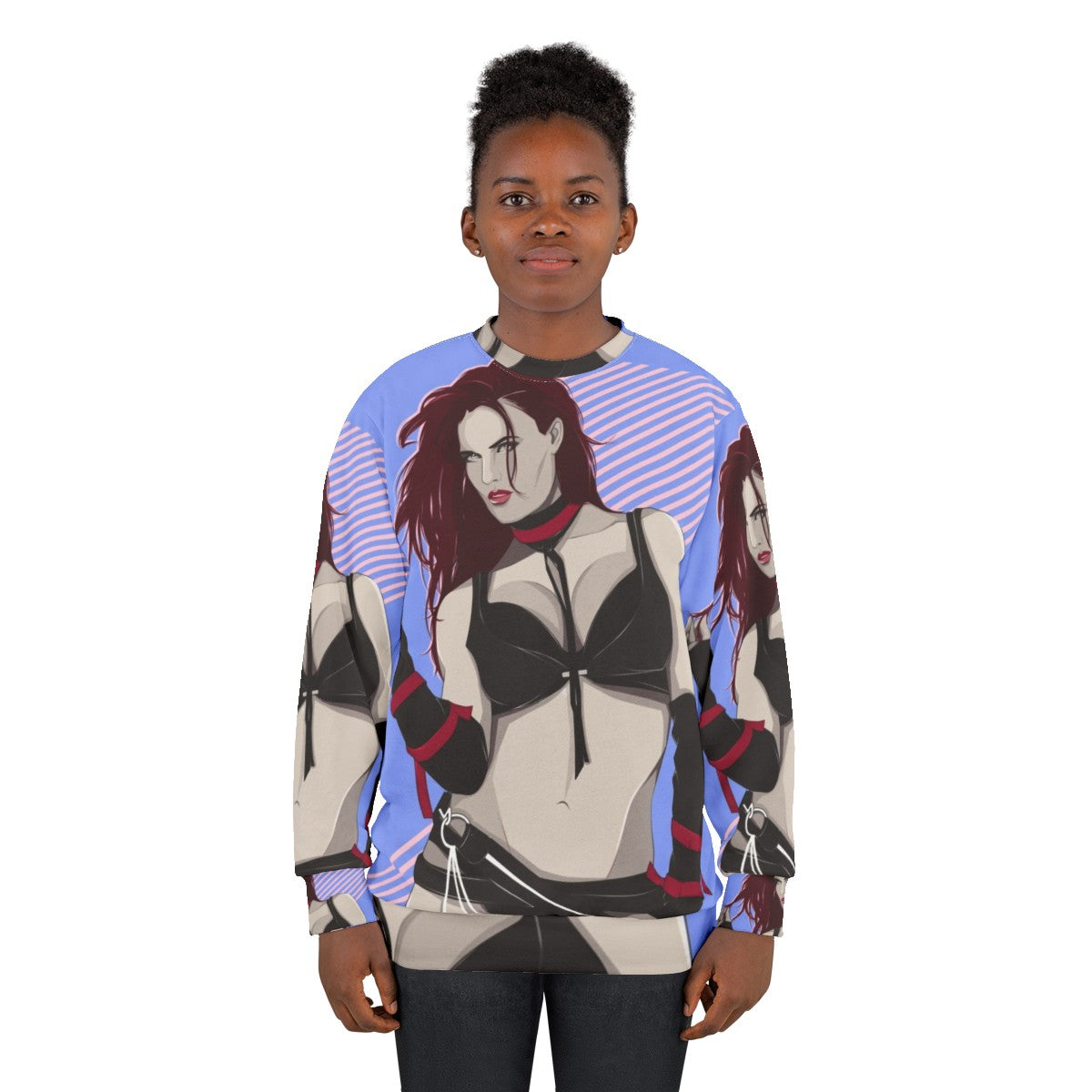 Fiery Diva Sweatshirt - Female Wrestling Pop Art Digital Illustration - women