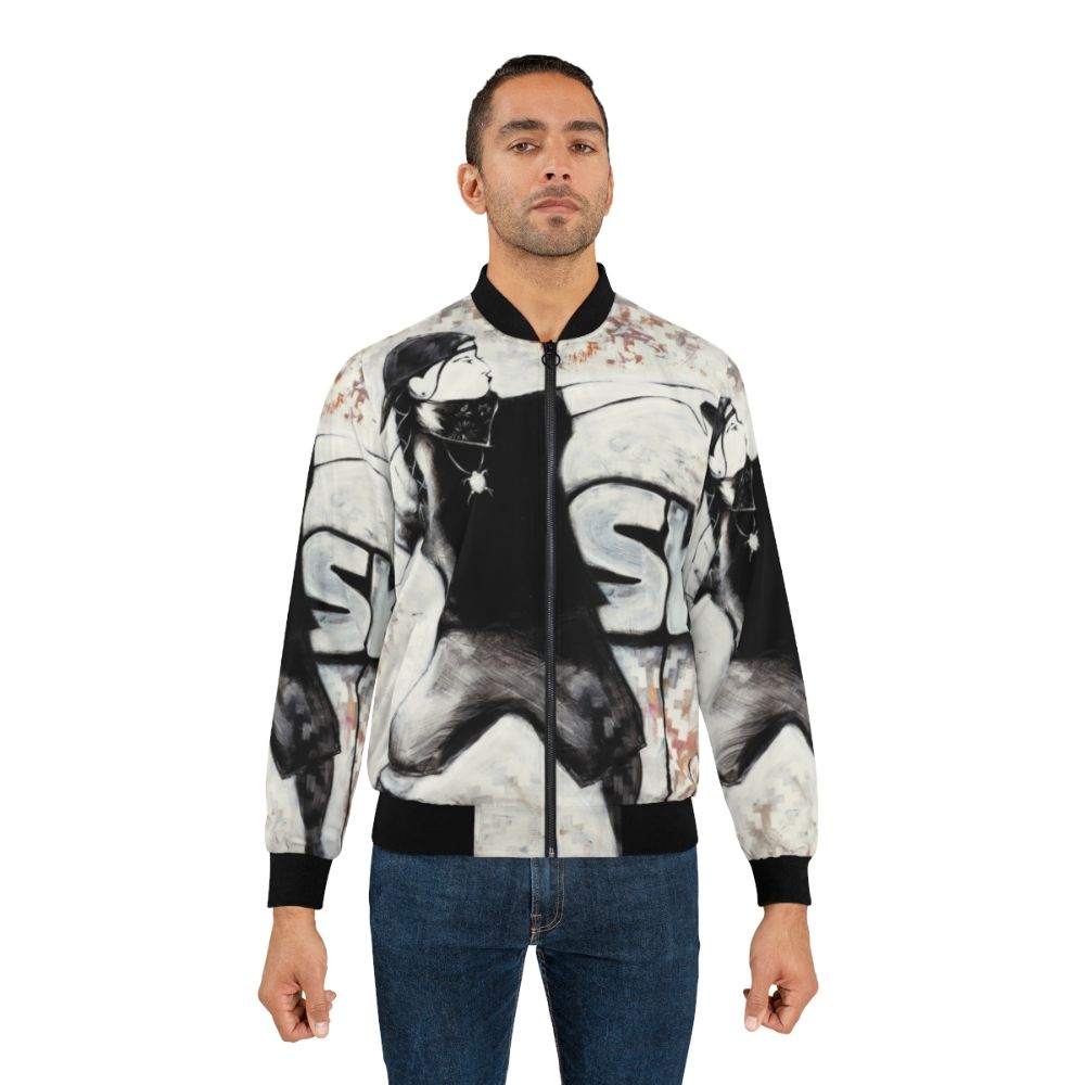 Reservation Dogs Skoden! Willy Jack Bomber Jacket with contemporary native american art and graffiti design - Lifestyle