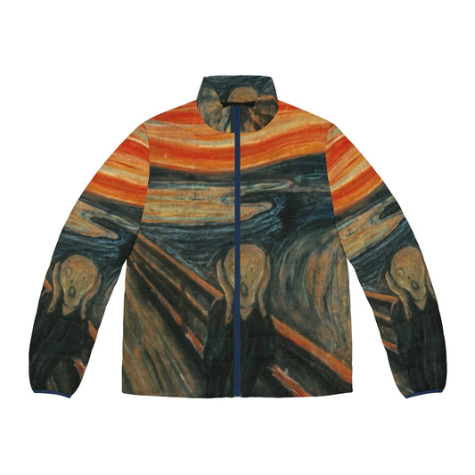 A puffer jacket featuring the iconic "The Scream" painting by Edvard Munch