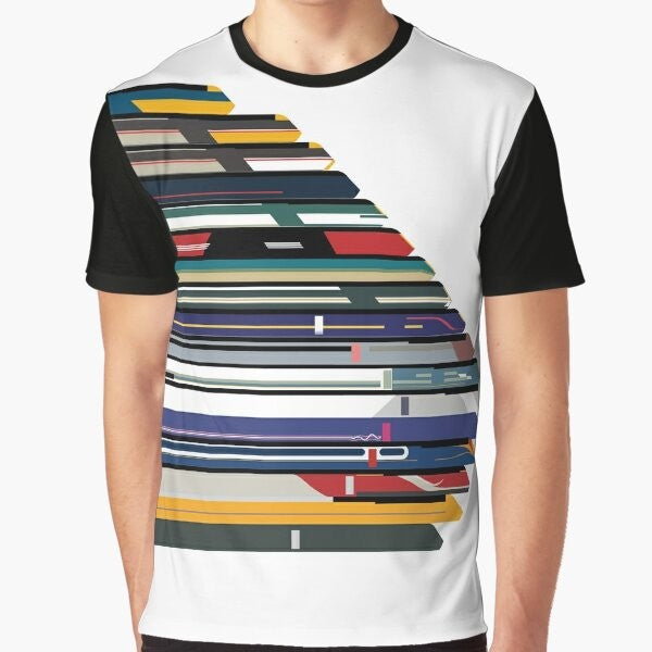 Graphic t-shirt with outline design of Intercity 125 high-speed train in British Rail livery