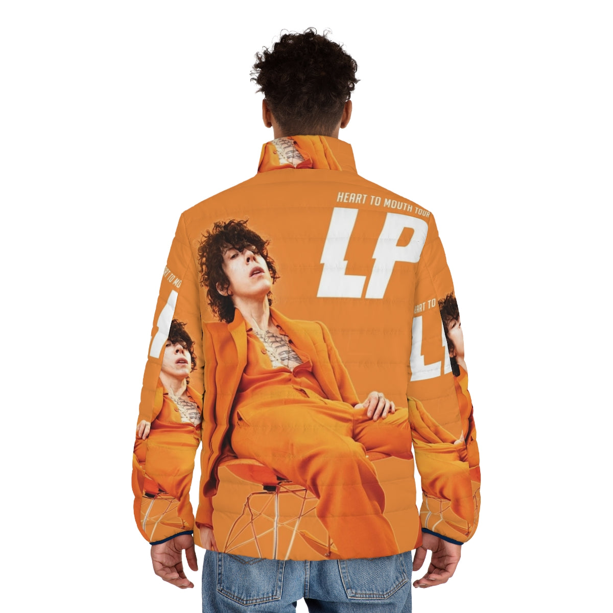 LP Heart to Mouth Tour Puffer Jacket - Stylish Outerwear for Music Fans - men back