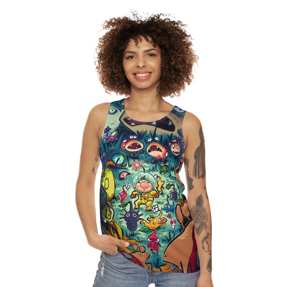 Unisex tank top featuring nocturnal creature design for gamers and anime fans - women