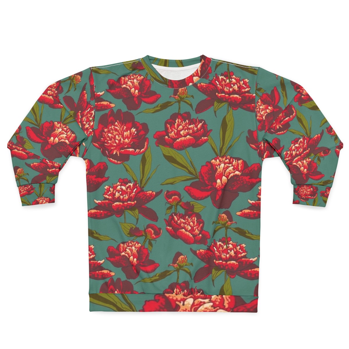 Elegant floral peony pattern sweatshirt