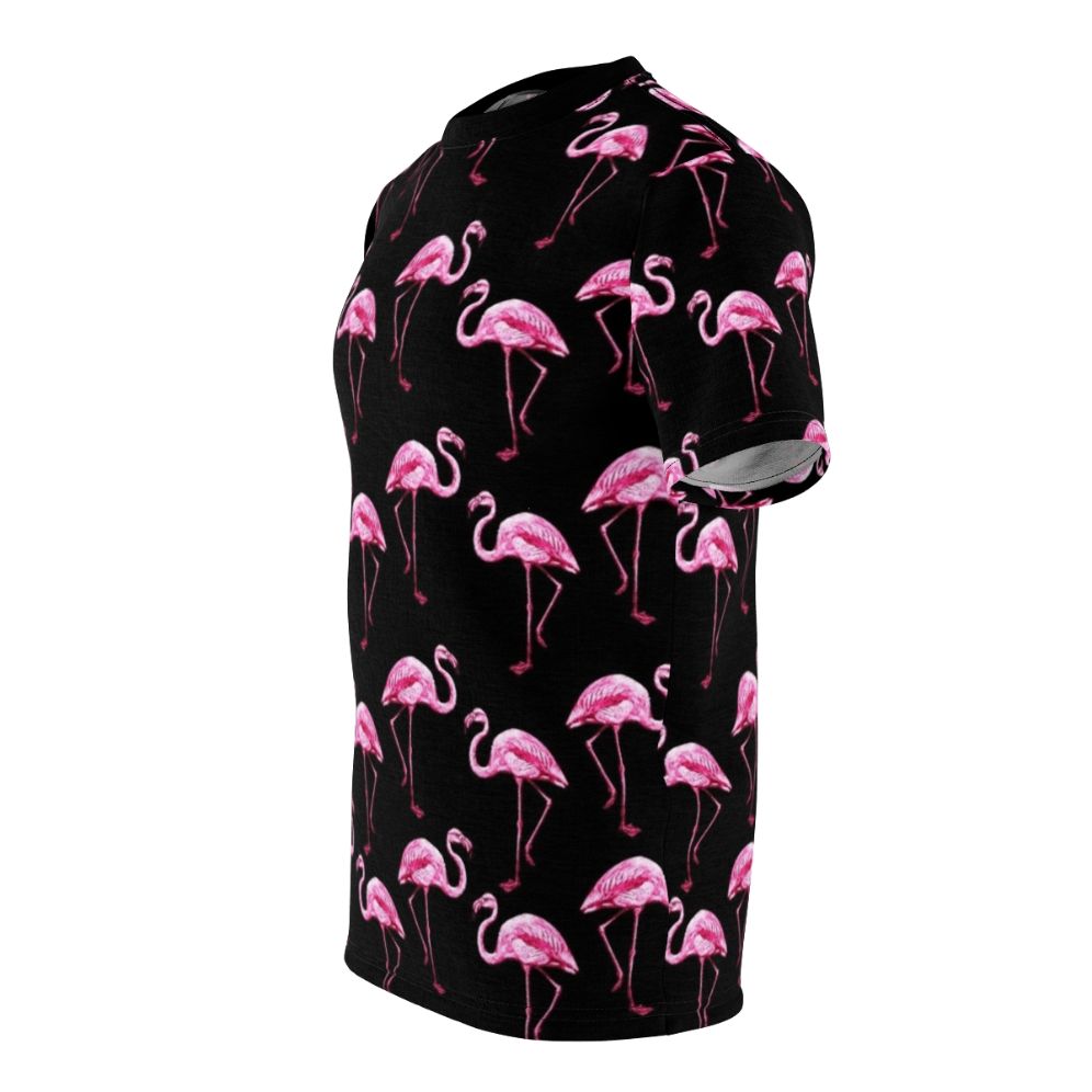 Colorful flamingo pattern printed on a high-quality t-shirt - men left