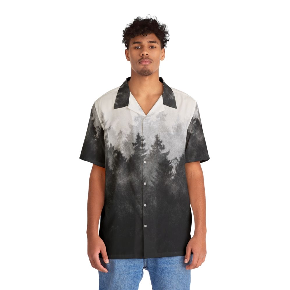 Midwinter blues nature-themed vintage Hawaiian shirt - People Front