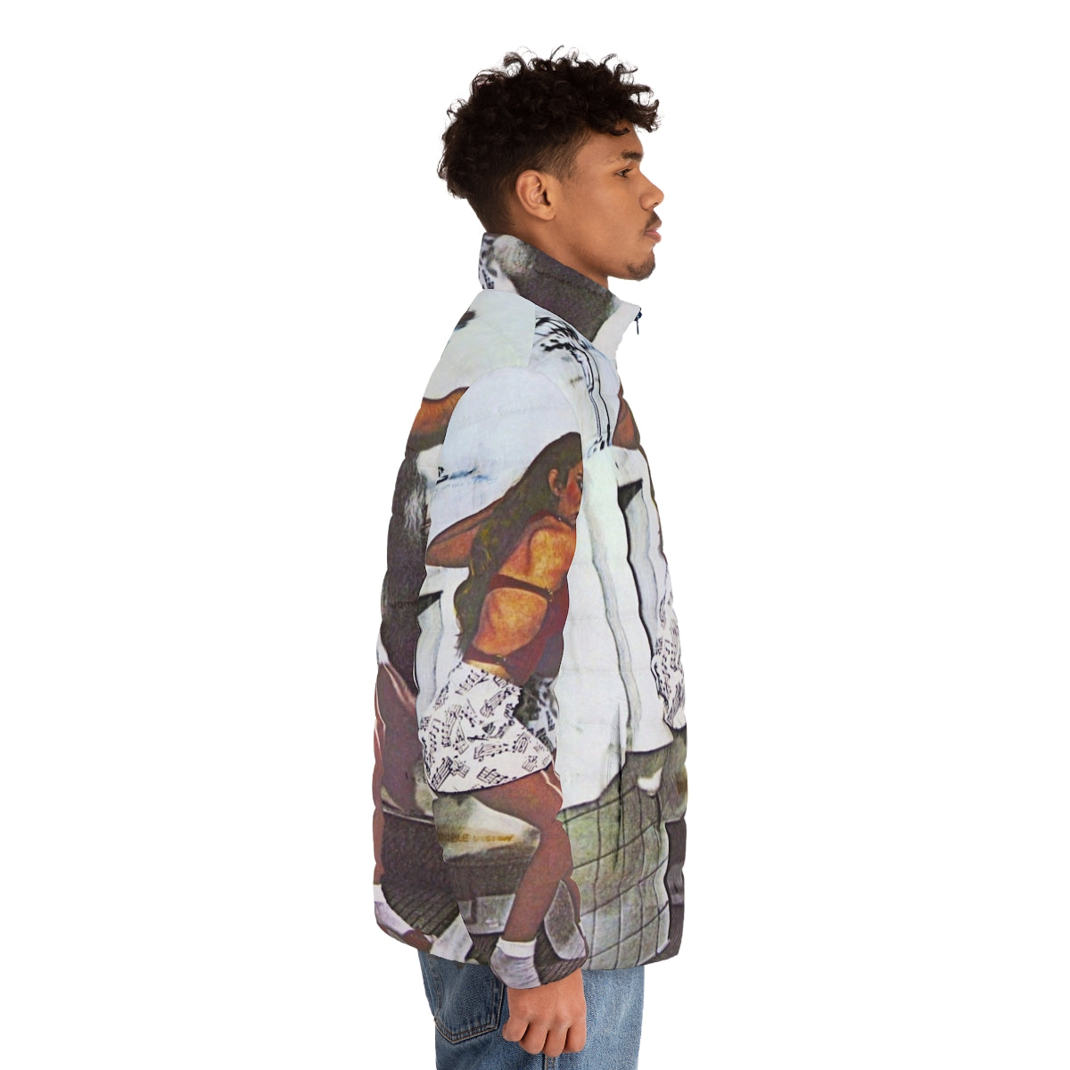 Stylish puffer jacket with classic rock-inspired design - men side right