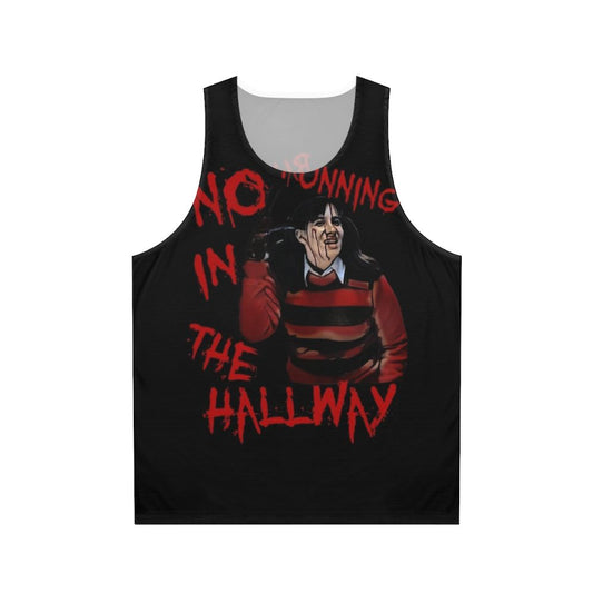 No Running in the Hallway Unisex 80s Horror Tank Top