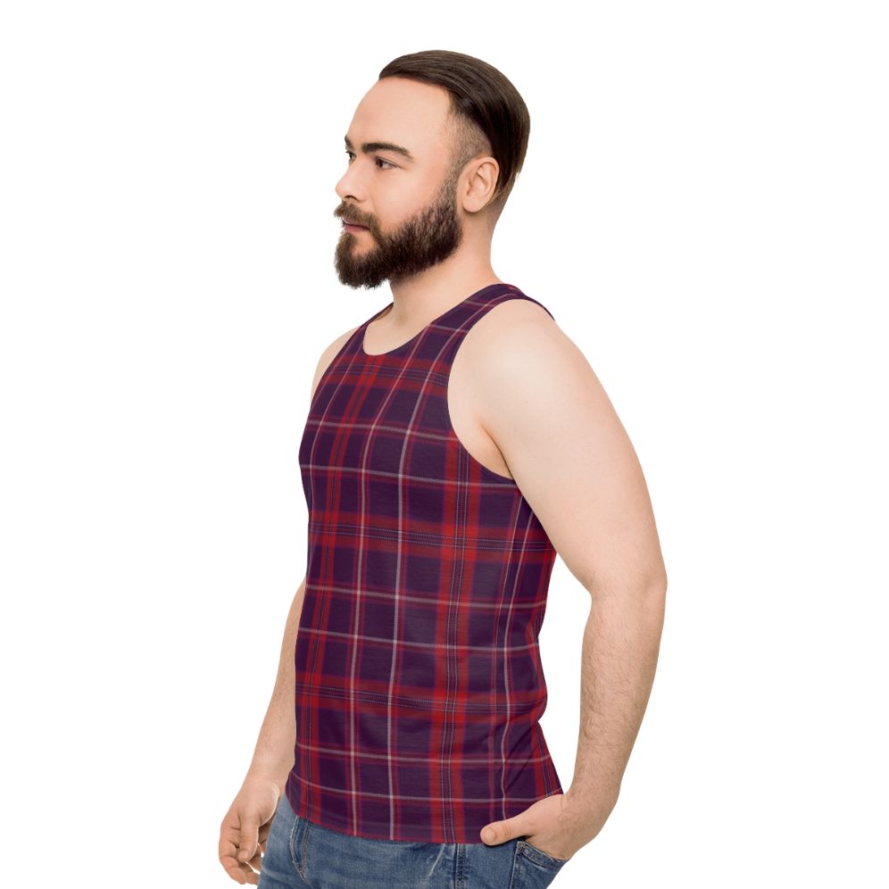 Tartan red unisex tank top - men side