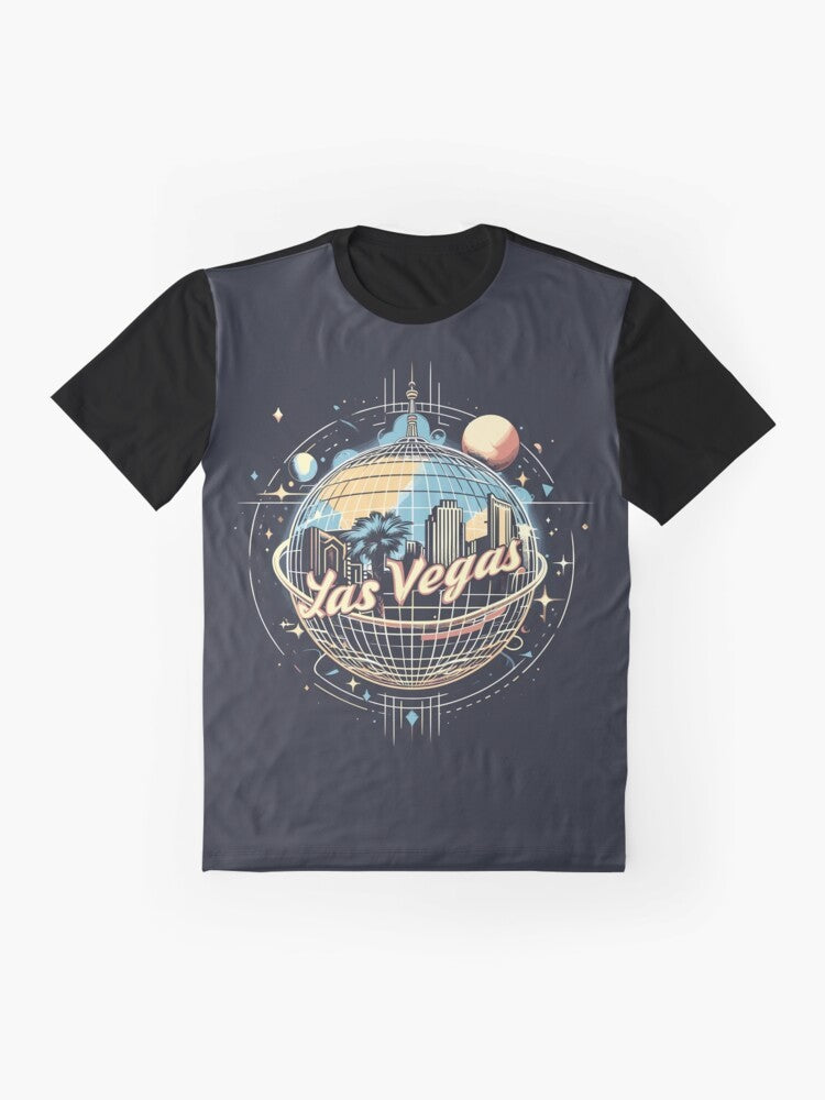 Sphere Las Vegas graphic t-shirt featuring a colorful, immersive design representing the ultimate entertainment experience in Las Vegas. - Flat lay