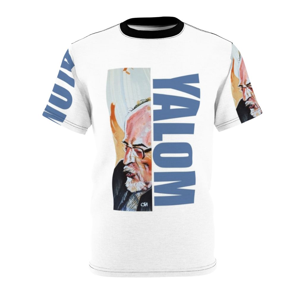 Irvin D Yalom inspired portrait t-shirt, featuring a painting of the famous writer and psychiatrist