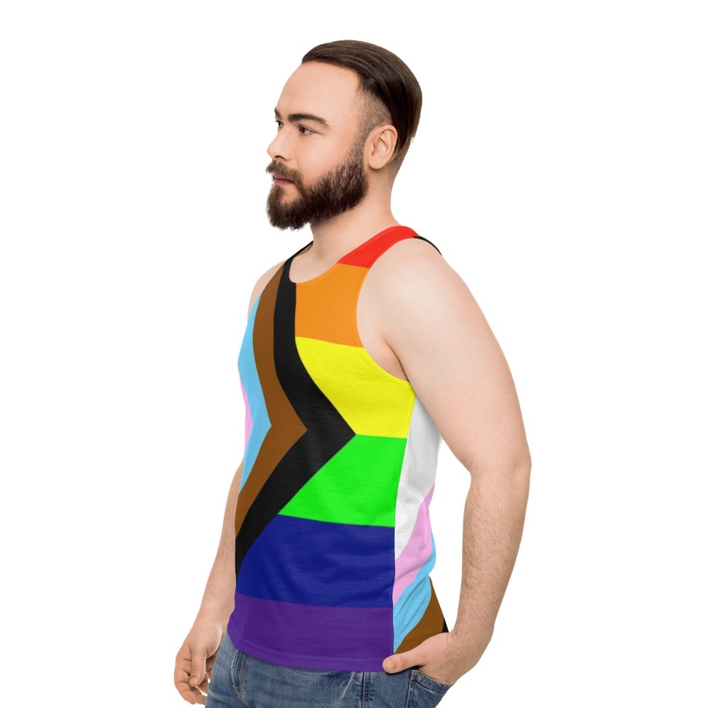 Unisex Inclusive Progress Pride Flag Tank Top - men side