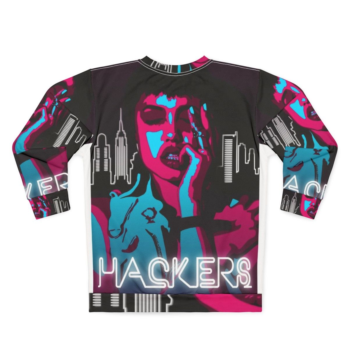 Angelina Jolie inspired 90s hacker neon and fluorescent sweatshirt - Back