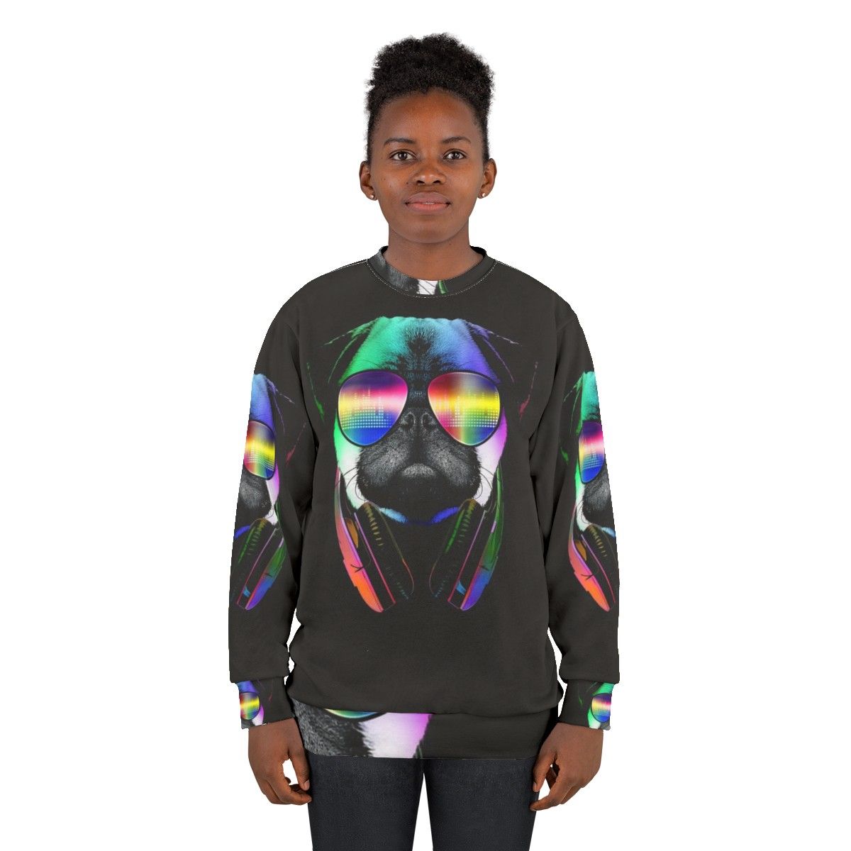 Pug music lover neon sweatshirt - women