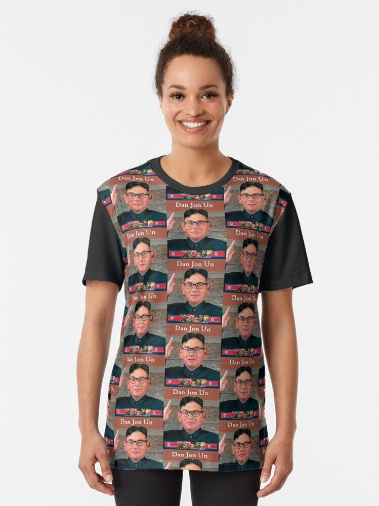 Dan the Dictator - Dan Jon Un Graphic T-Shirt featuring a North Korea-inspired design - Women