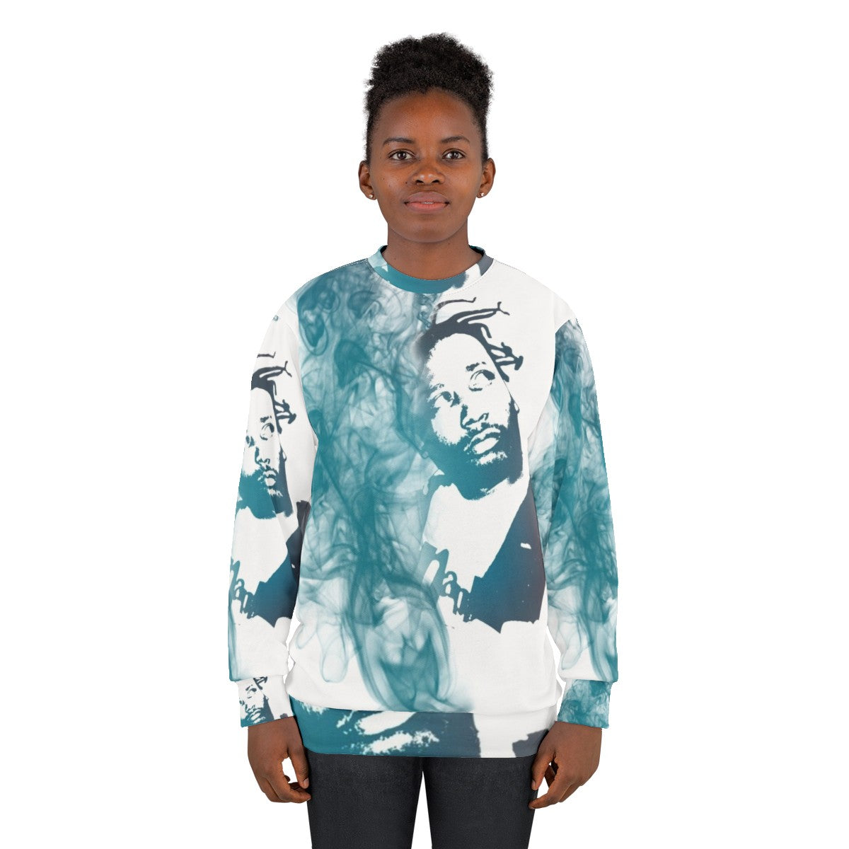 Ol Dirty Bastard portrait sweatshirt with smoke effects - women