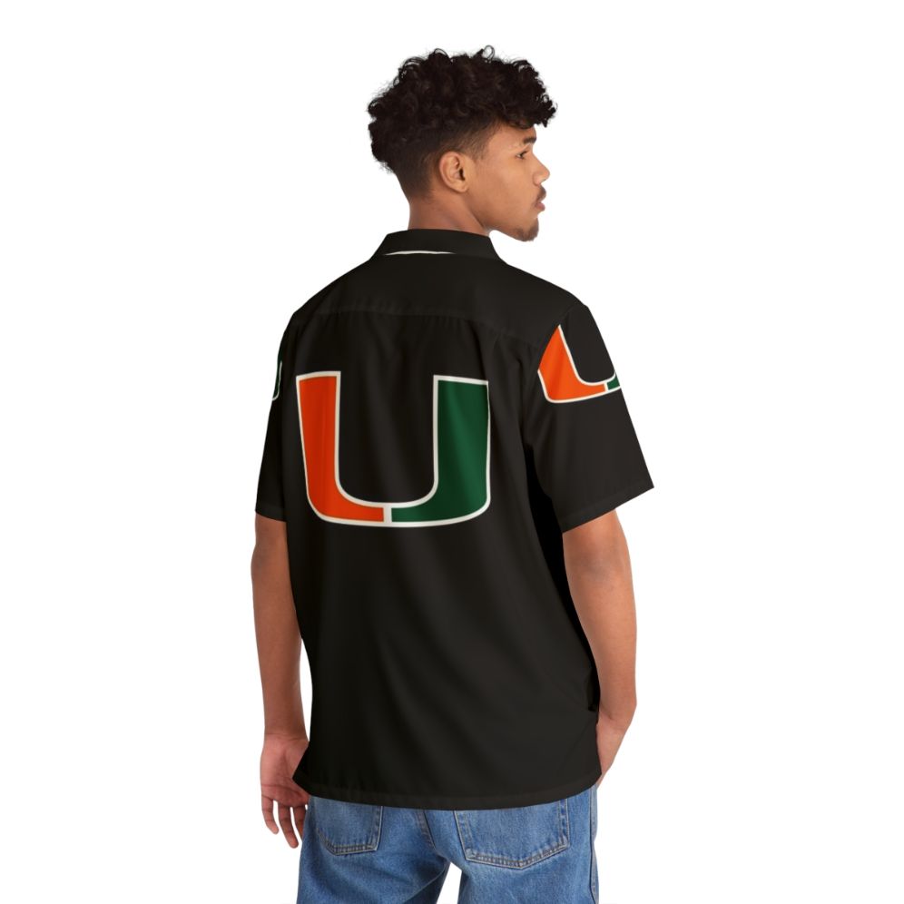 Miami Hurricanes Hawaiian shirt with tropical logo print - People Back