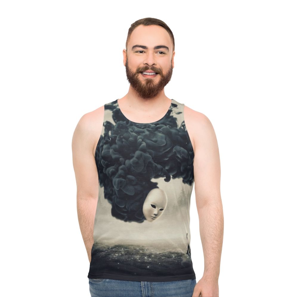 Dark surrealism unisex tank top with selfie design - men