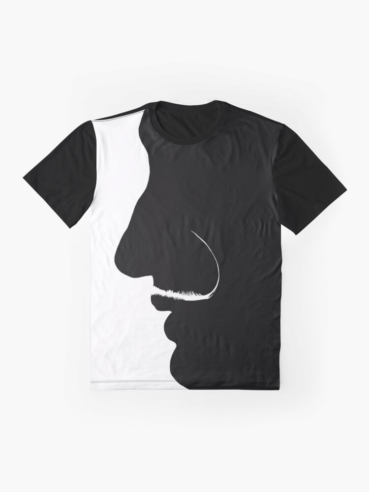 Salvador Dali black and white portrait graphic tee - Flat lay