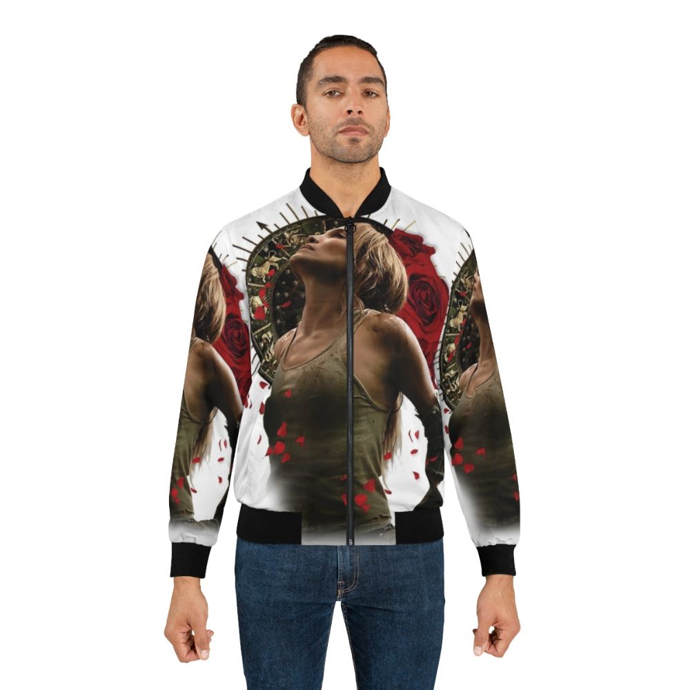 A fierce and stylish bomber jacket featuring a photo print of Jennifer Lopez - Lifestyle