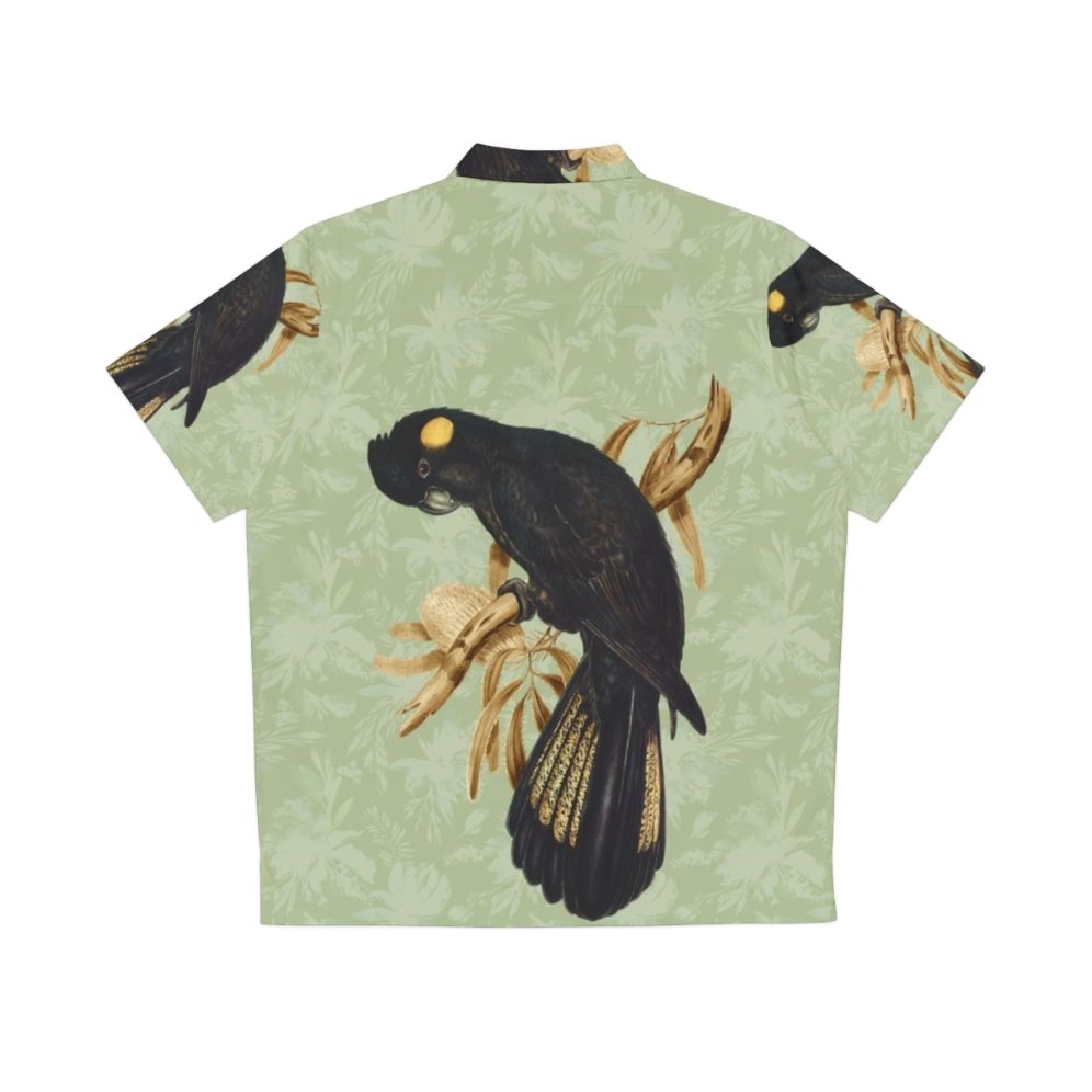 Yellow tailed black cockatoo Hawaiian shirt with botanical print - Back