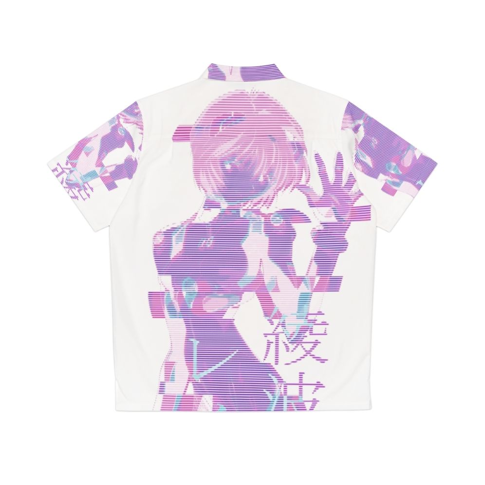 Anime-inspired Vaporwave Hawaiian Shirt featuring Rei Ayanami glitch graphics - Back