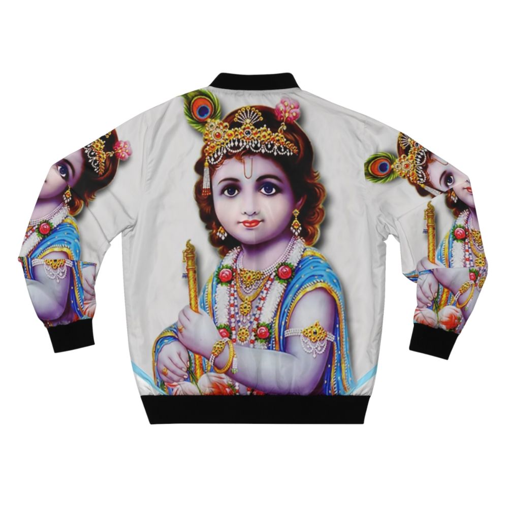 Lord Krishna Bal Gopal Poster Printed Bomber Jacket - Back