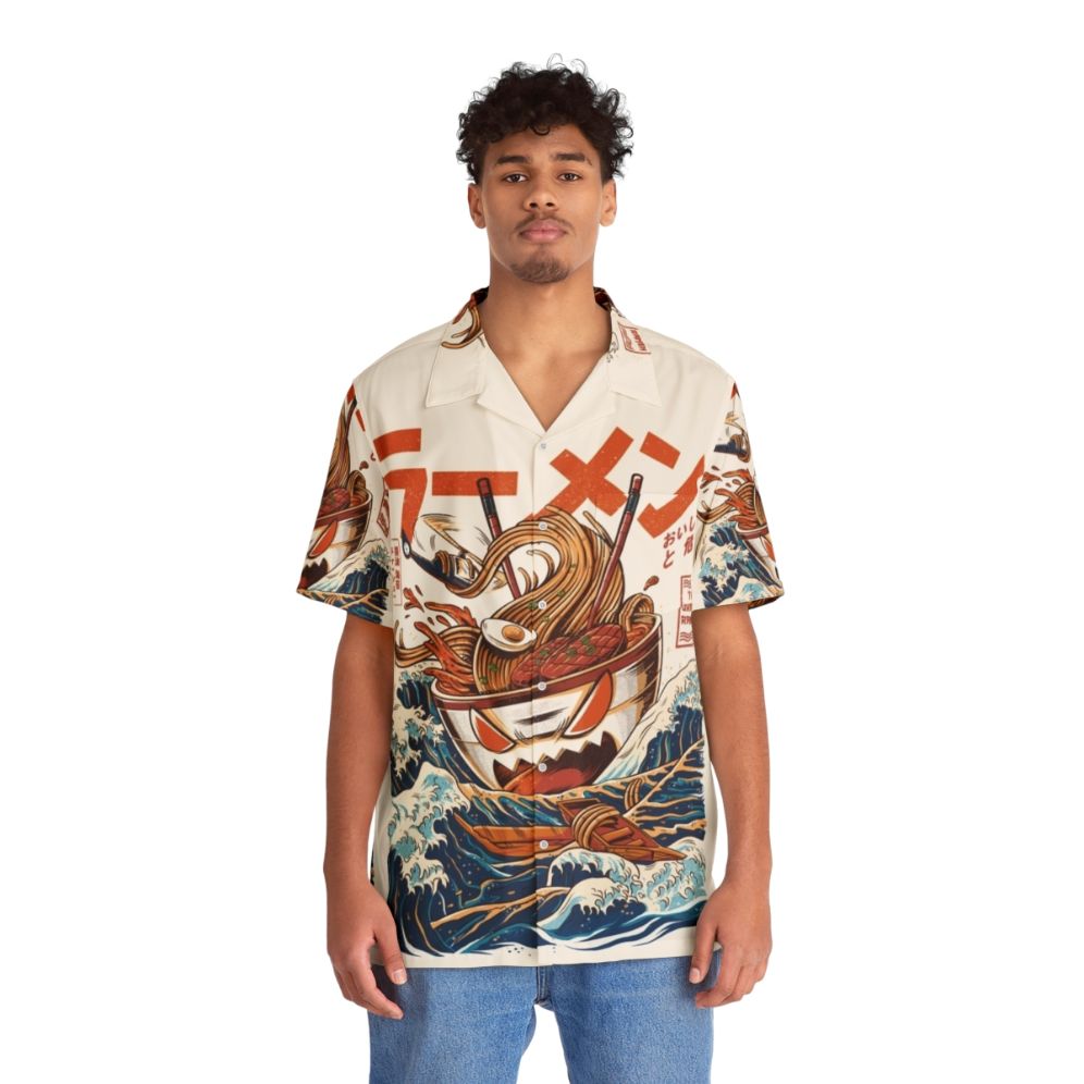 Retro Japanese ramen kaiju monster Hawaiian shirt - People Front