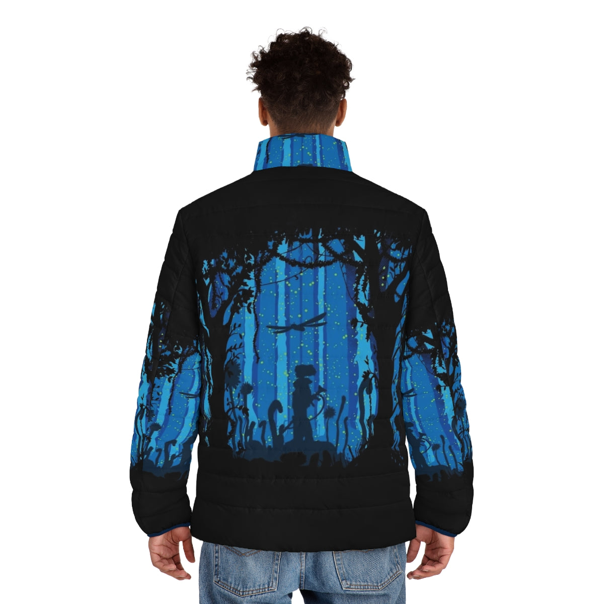 Toxic Jungle Puffer Jacket - Vintage Sci-Fi Inspired Puffer Jacket - men back