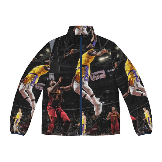 Dunk James High Puffer Jacket with basketball player in action