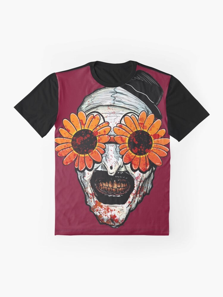 Art the Clown Terrifier 2 Sunflower Sunglasses Graphic T-Shirt - Flat lay