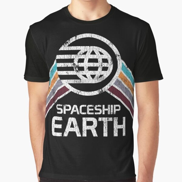 Vintage distressed Spaceship Earth logo graphic t-shirt