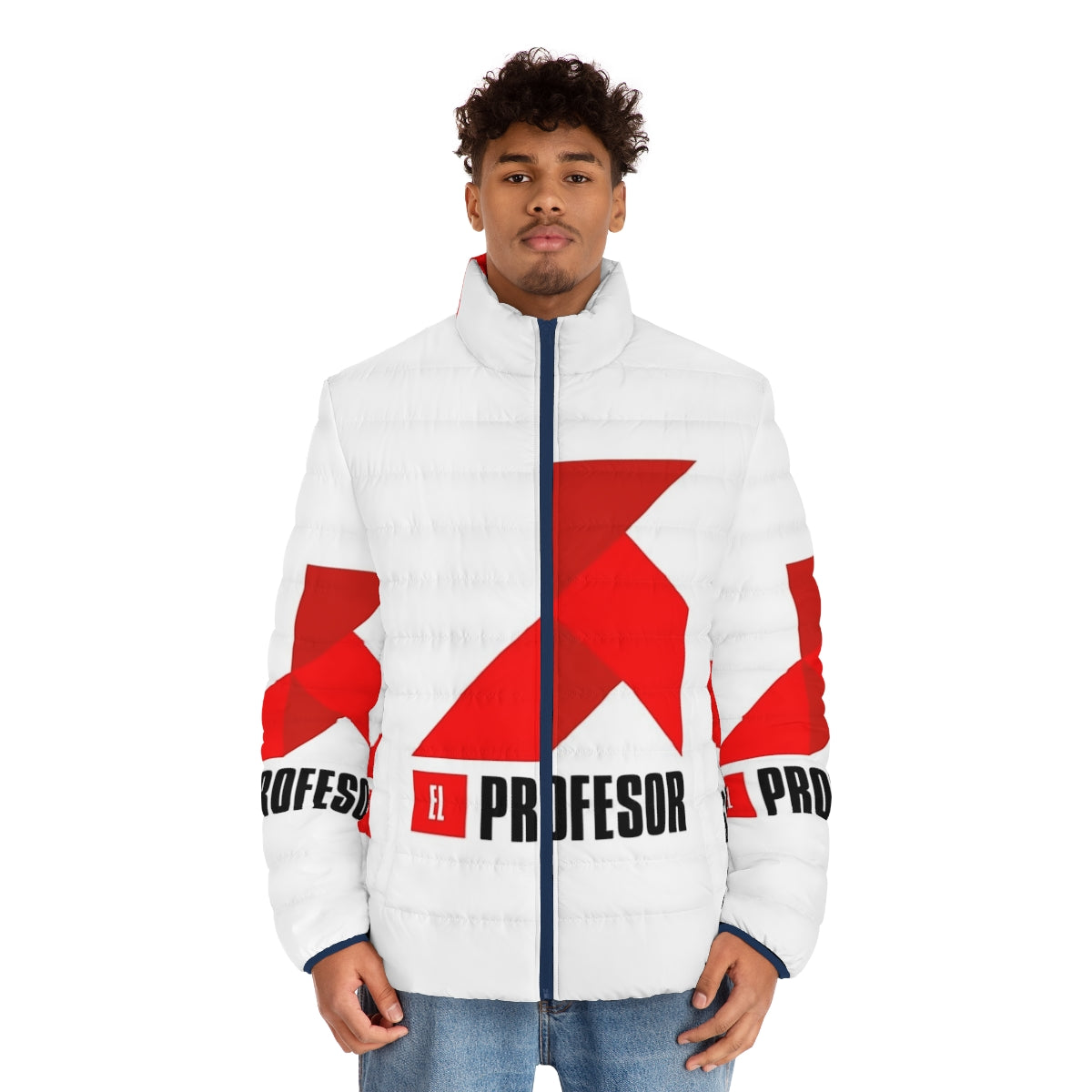 The Professor Money Heist Netflix Puffer Jacket with Origami Design - men front