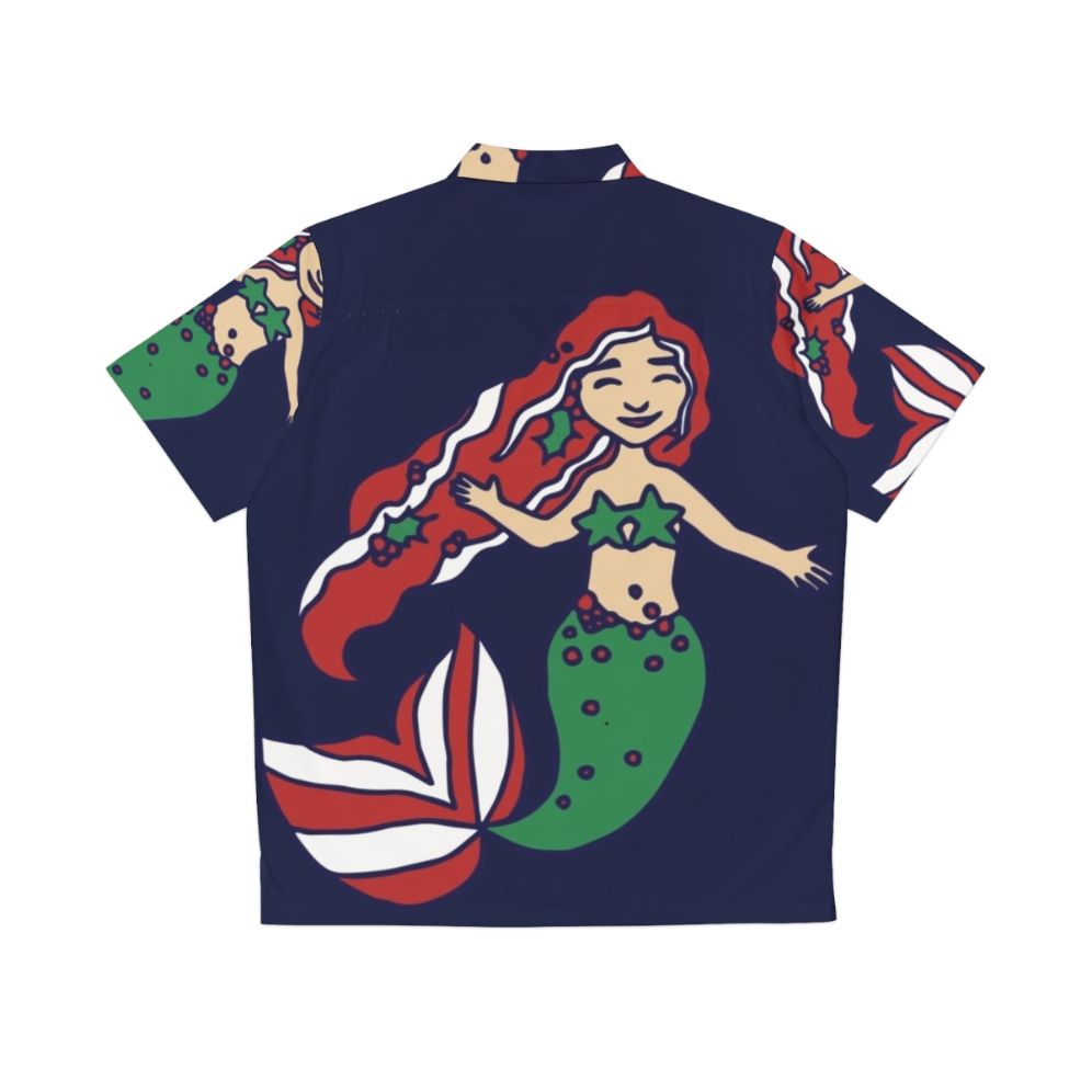 Mermaid Hawaiian Shirt with Christmas Motif - Back