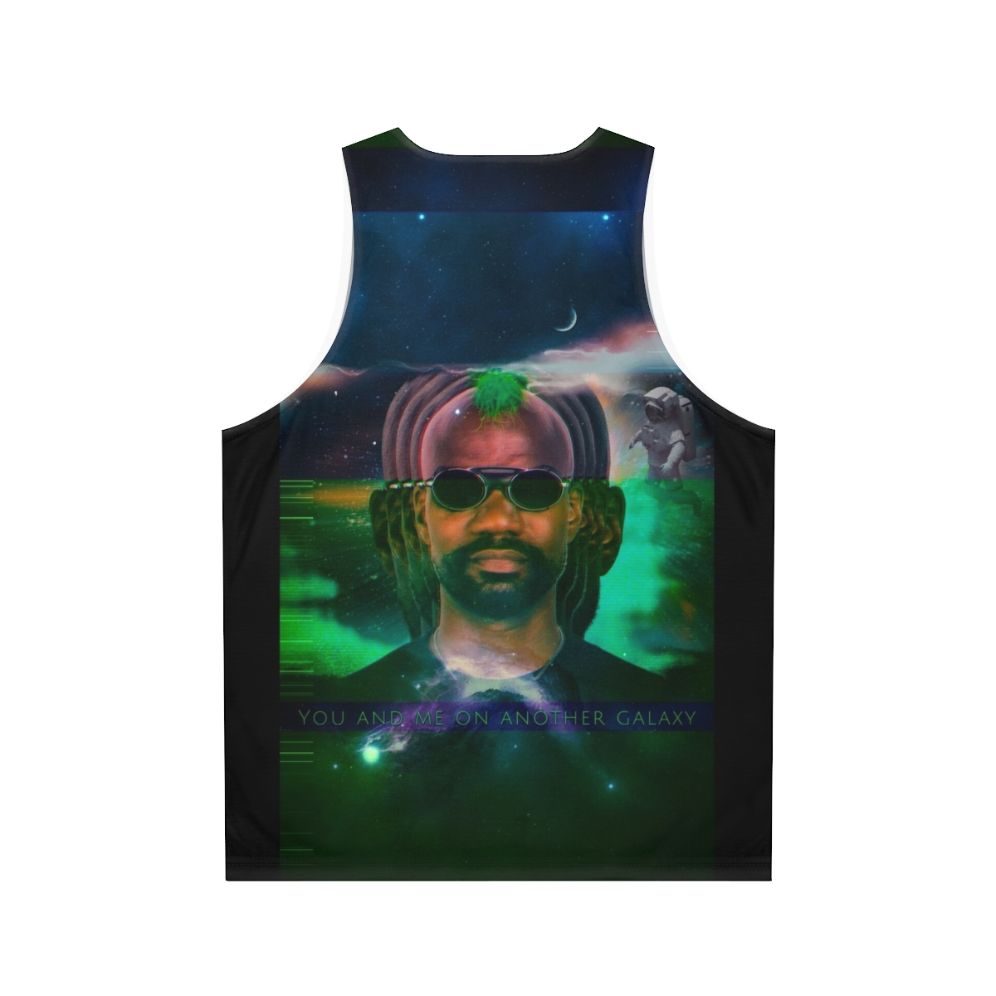 Green Velvet Unisex Tank Top with Galaxy Print - Back