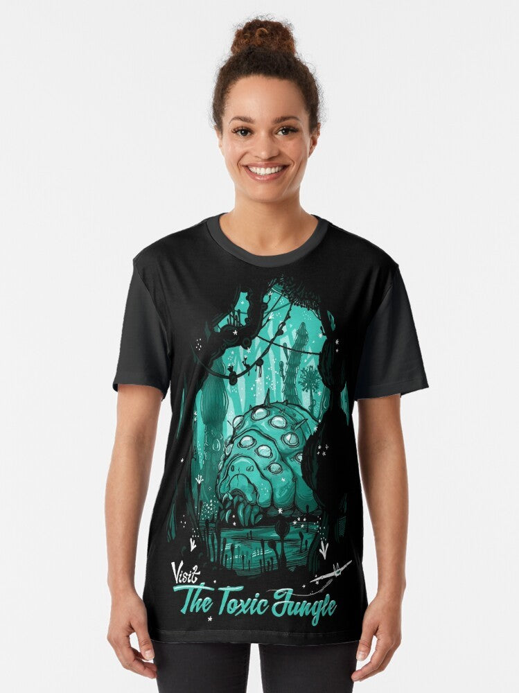 Toxic jungle graphic design featuring Ohmu insects on a nature-inspired t-shirt - Women