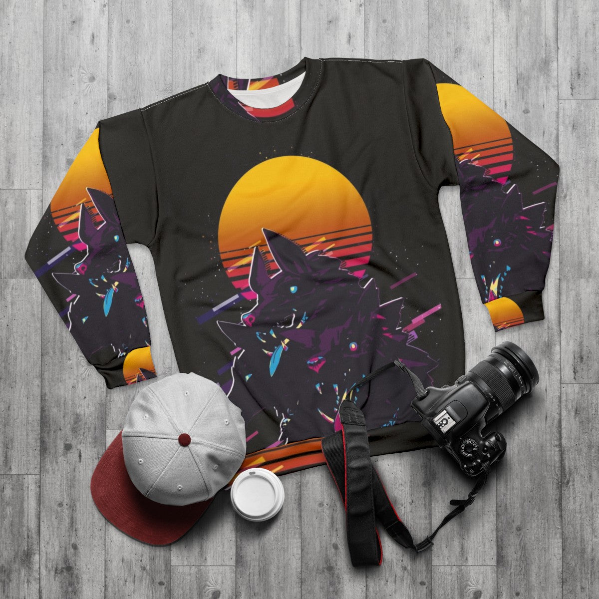 Cerberus Hades 80s Retro Sweatshirt - flat lay