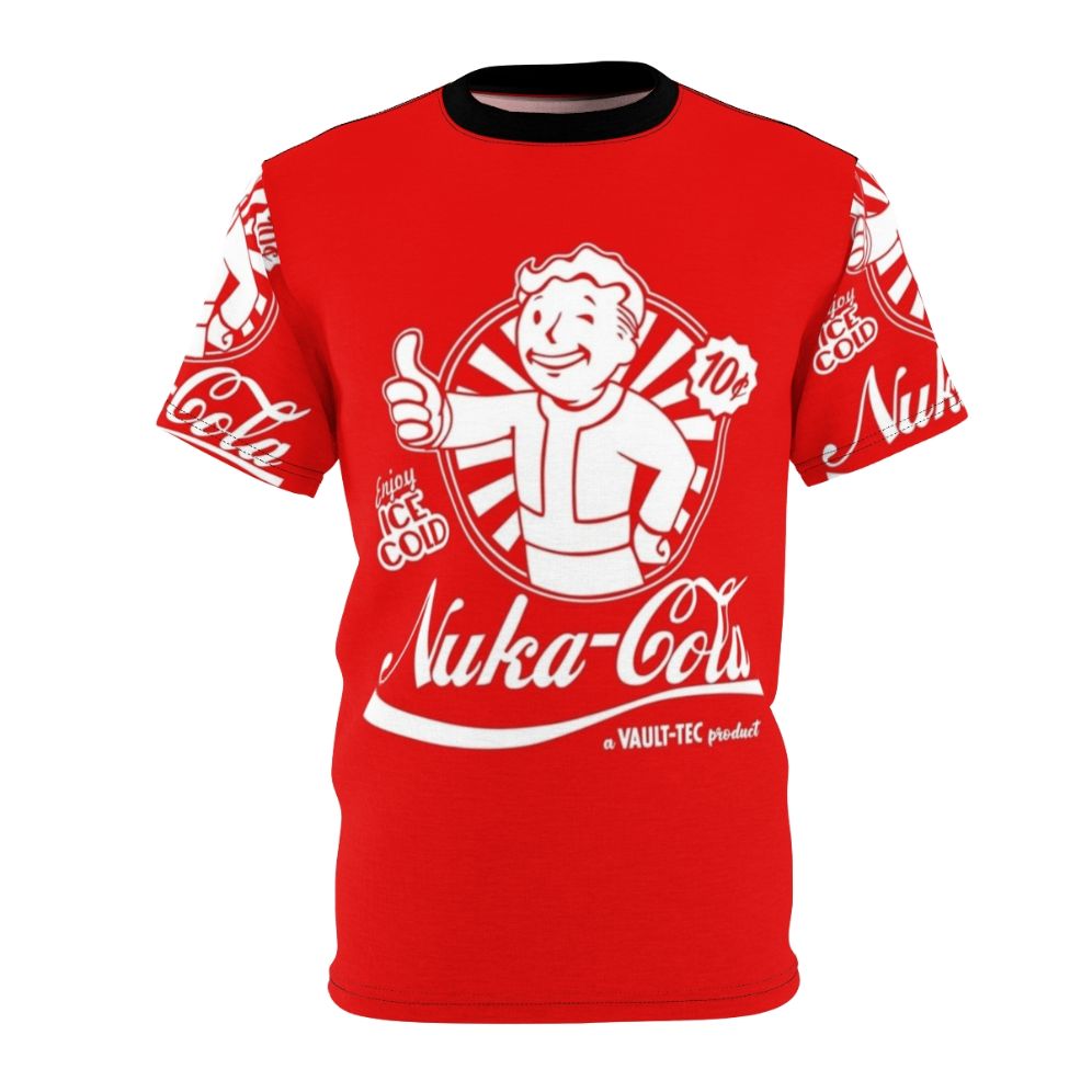 Nuka Cola Advert-inspired t-shirt design featuring a vintage-style advertisement for the iconic Fallout game franchise