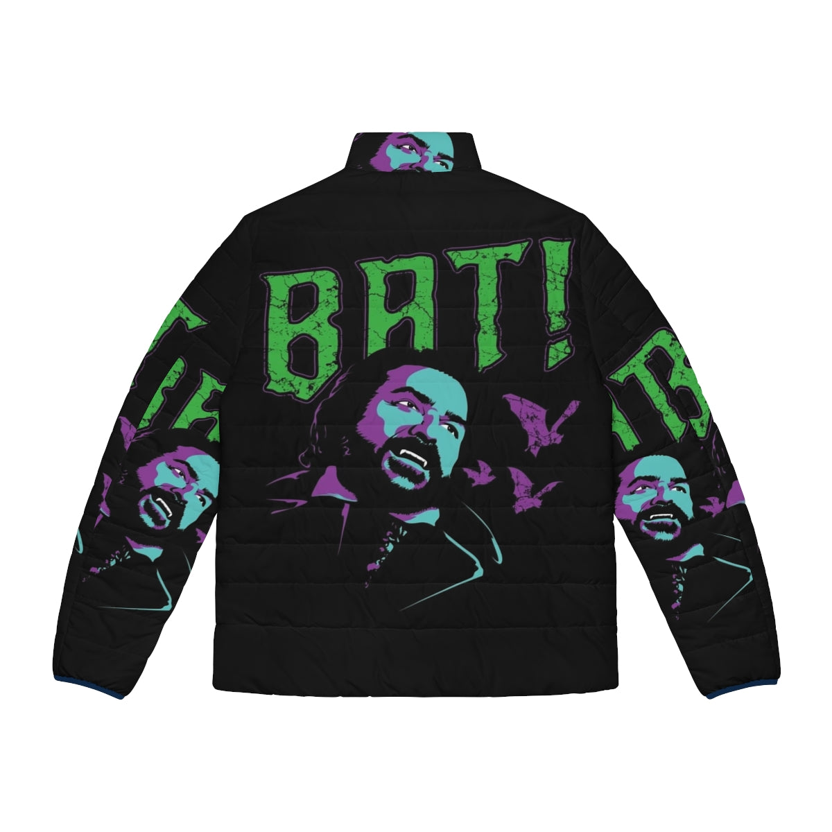 Bat puffer jacket with inspiration from the vampires of 'What We Do in the Shadows' - Back