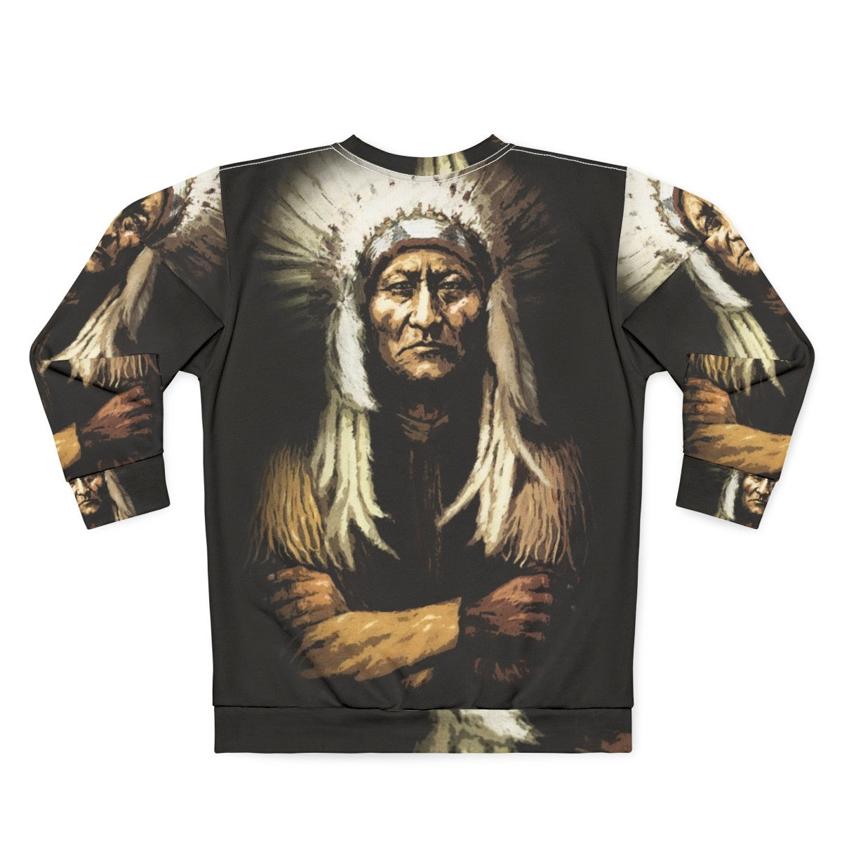 Sitting Bull Native American Tribal Design Sweatshirt - Back