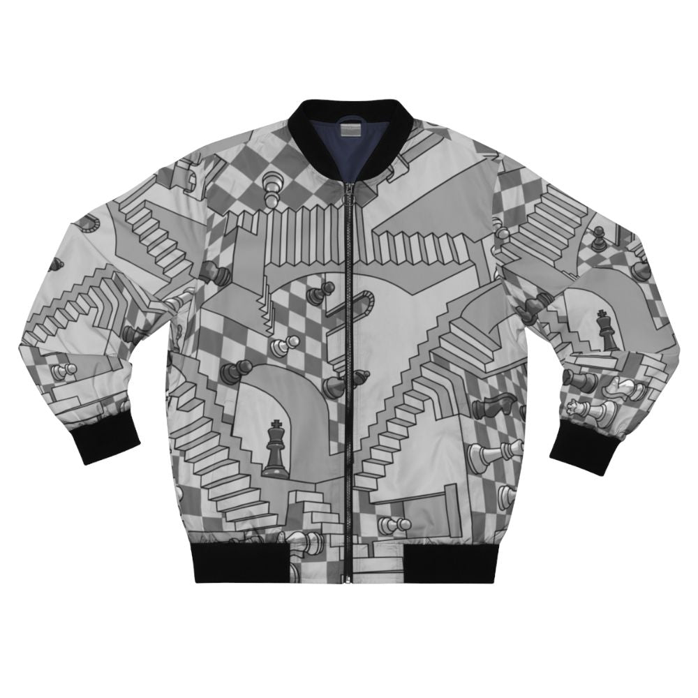 Retro chess checkerboard pattern bomber jacket