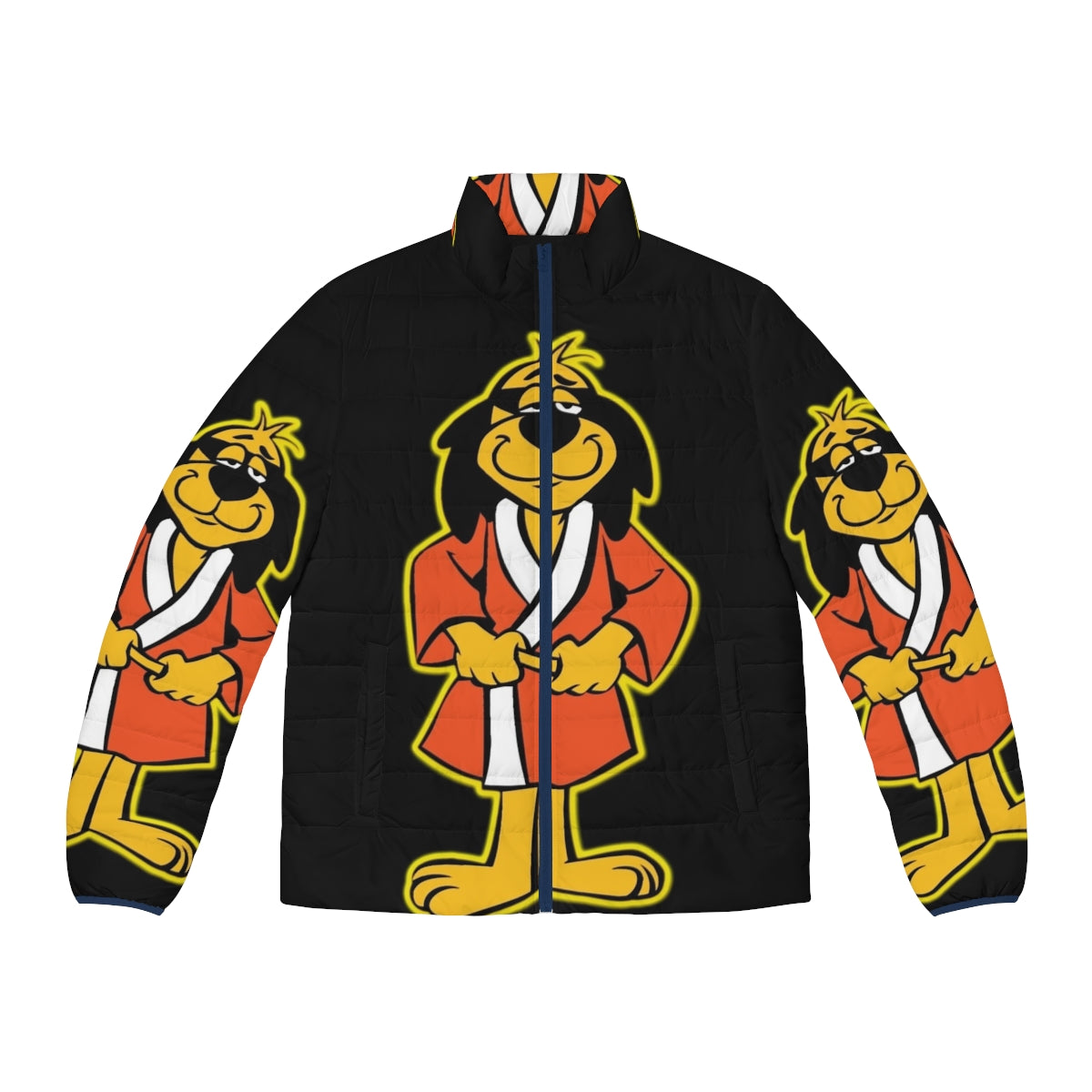 Hong Kong Phooey character wearing a black puffer jacket