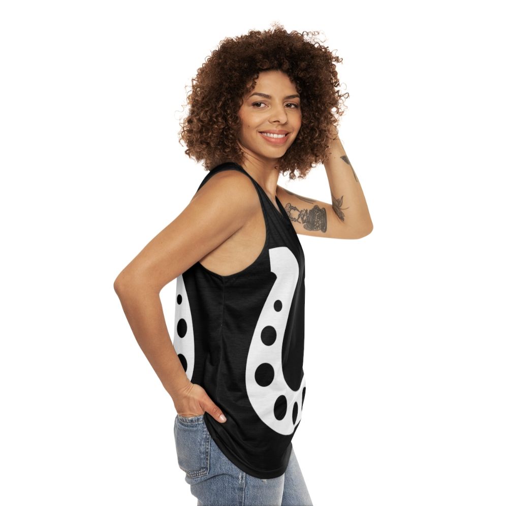 Lucky Horseshoe Unisex White Tank Top - women side