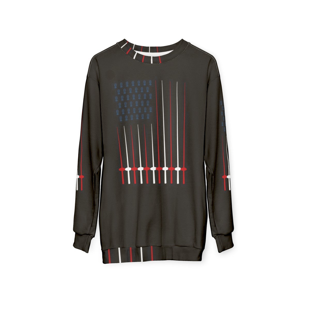 Patriotic fencing USA flag sweatshirt - hanging