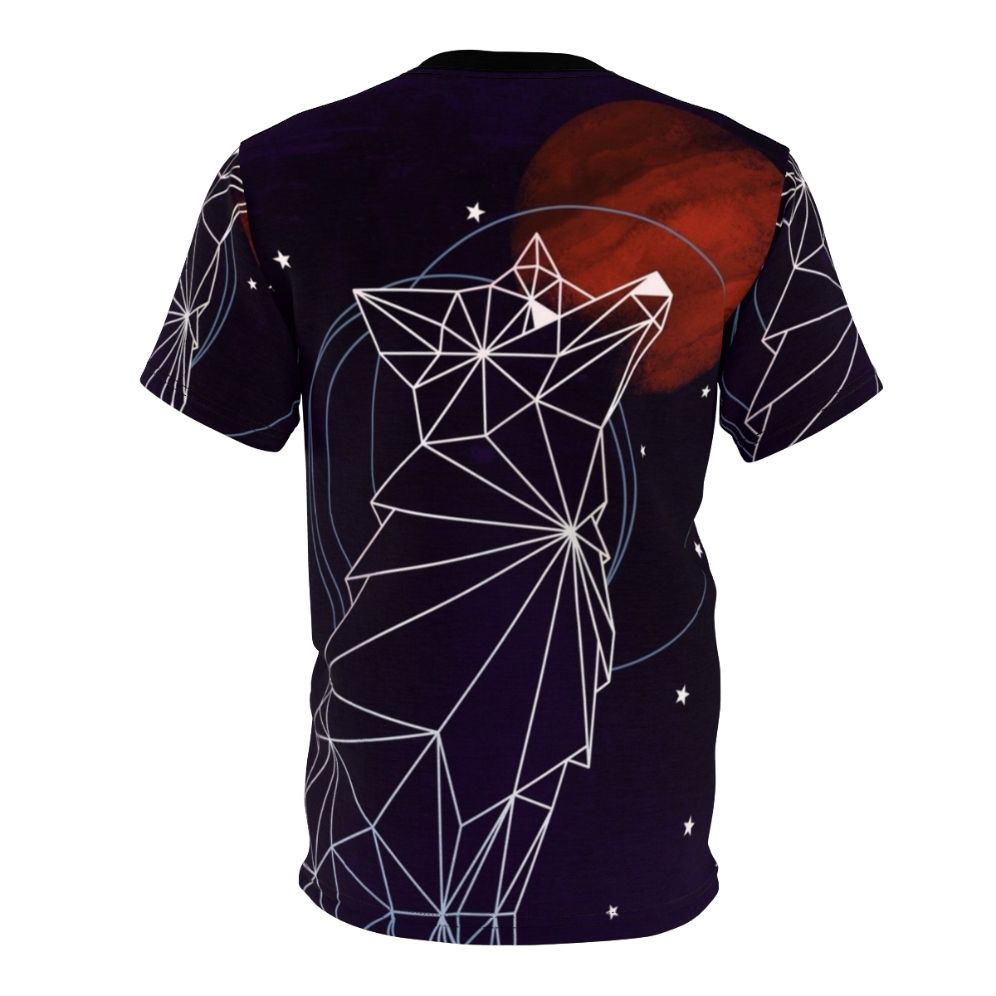 Cosmic galaxy t-shirt with geometric space themed print featuring stars, planets, and nebulae - Back