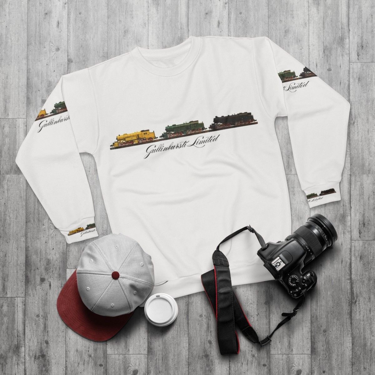 Steam engine sweatshirt - flat lay