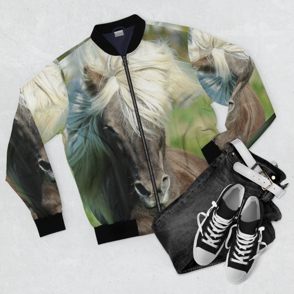 Windfarben Icelandic Horse Bomber Jacket - Flat lay