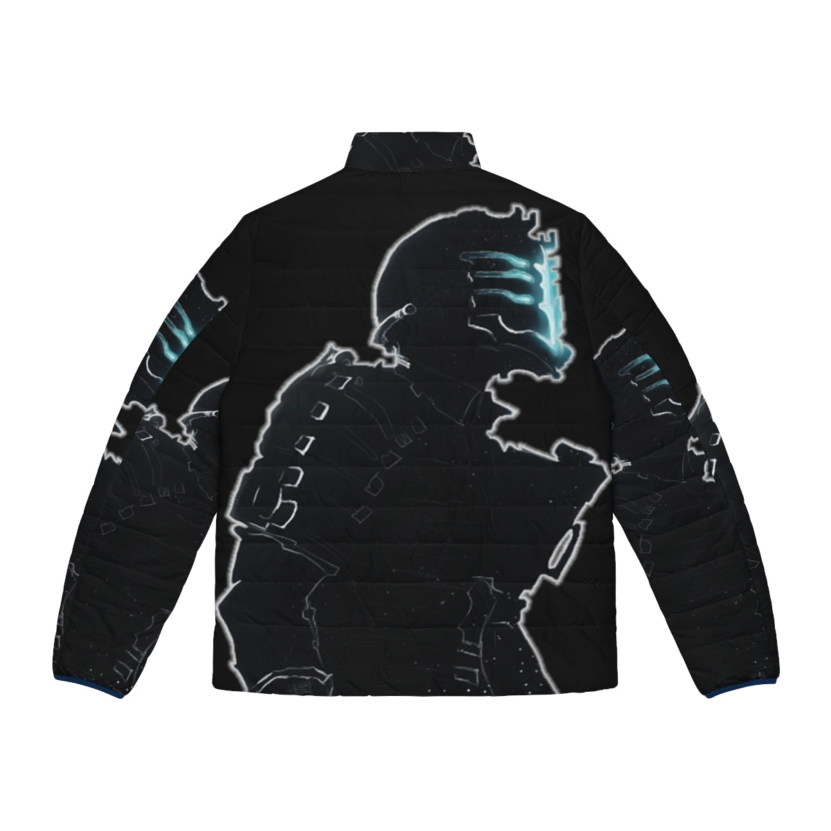 Dead Space-inspired puffer jacket with necromorph and Isaac Clarke graphics - Back