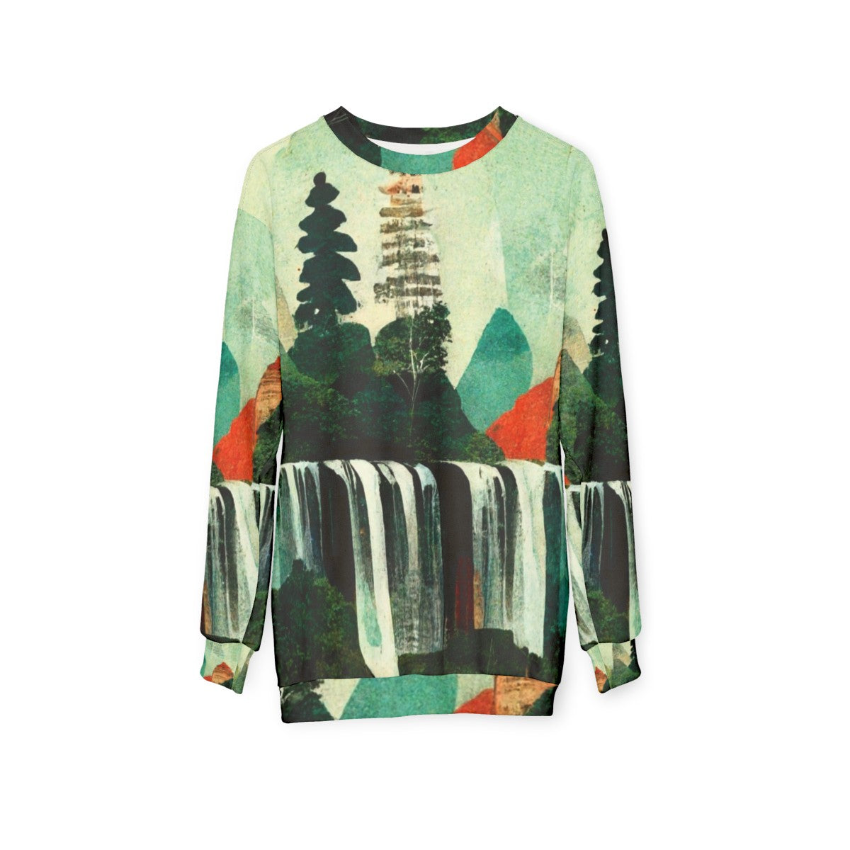 Waterfalls Artwork Collage Sweatshirt - hanging